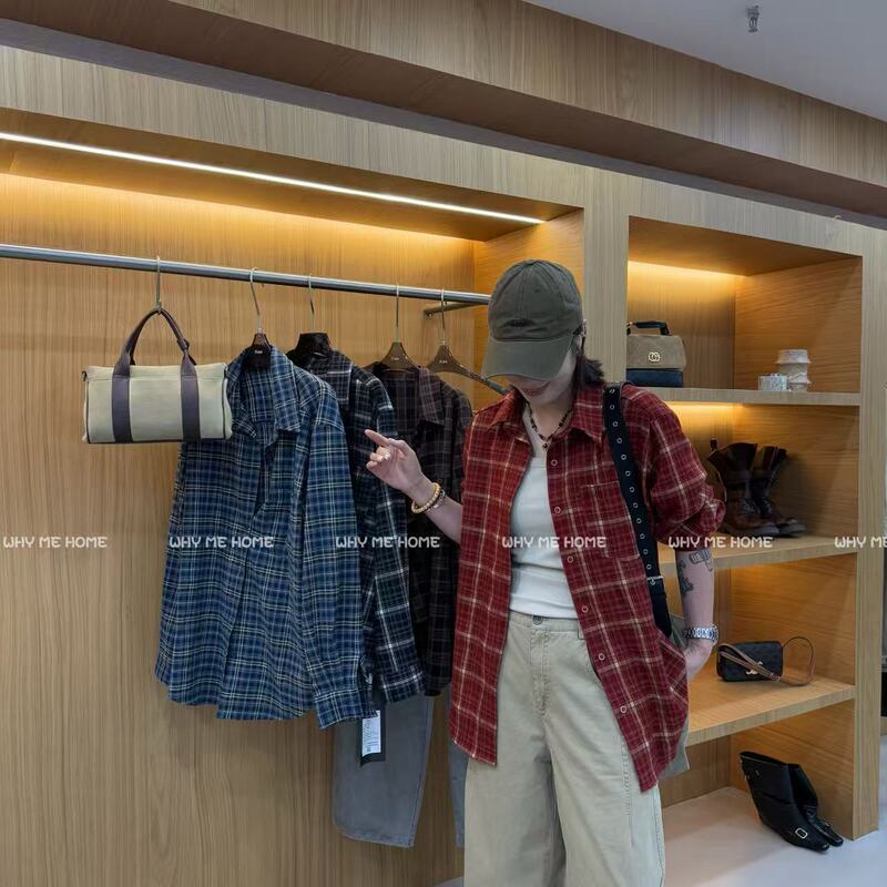 [Treasure Plaid Shirt] Early Autumn Classic Retro Plaid Long-Sleeved Shirt 1571