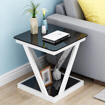 Glass corner table sofa side table square table mini bedside table small square table side table bedroom simple coffee table telephone table