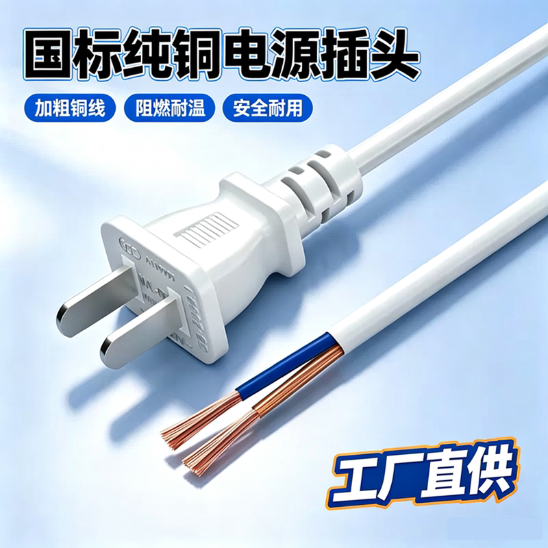 3C Pure Copper 220V Plug with Cord, White Two-Pin 0.75 Square Industrial Appliance 3.2m Dedicated Power Connection Cable 3C Pure Copper 220V Plug with Cord, White Two-Pin 0.75 Square Industrial Appliance 3.2m Dedicated Power Connection Cable