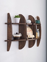 Wall-mounted solid wood tea rack on the wall Chinese-style partition storage rack Bogu rack wall-mounted wall-mounted Duobao Pavilion