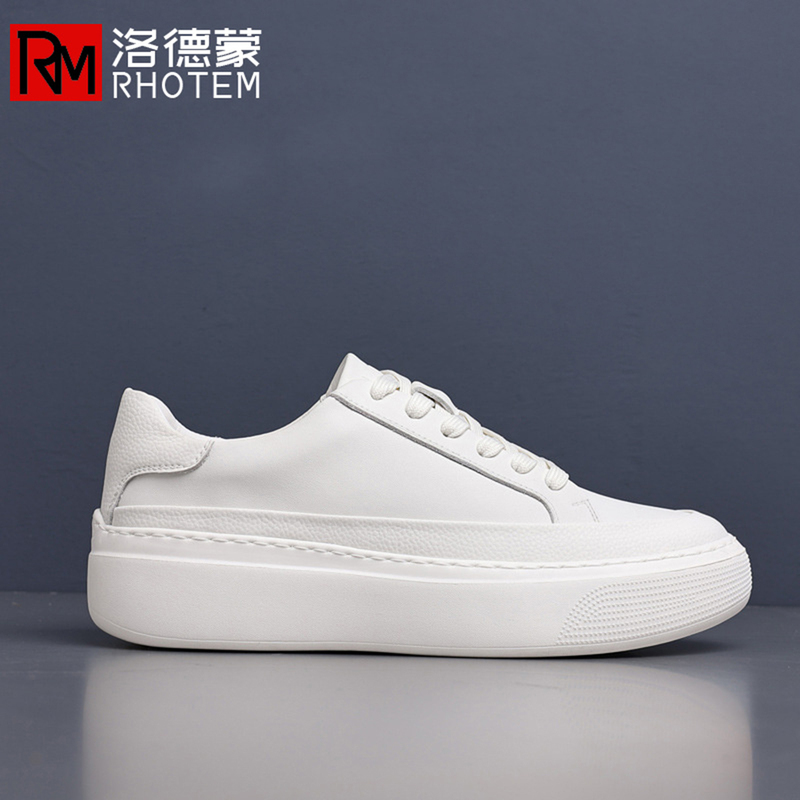 Lodemon Genuine Leather Men's Shoes 2026 New Luxury Thick-Soled White Shoes Breathable Ultra-Light Casual Trendy Men's Sneakers Lodemon Genuine Leather Men's Shoes 2026 New Luxury Thick-Soled White Shoes Breathable Ultra-Light Casual Trendy Men's Sneakers