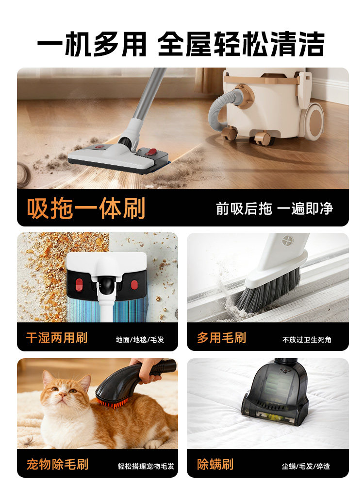 Royalstar Vacuum Cleaner for Home Use, Strong Suction for Pet Hair, Silent and Powerful, Suitable for Commercial Use, Cleaning and Grout Vacuuming