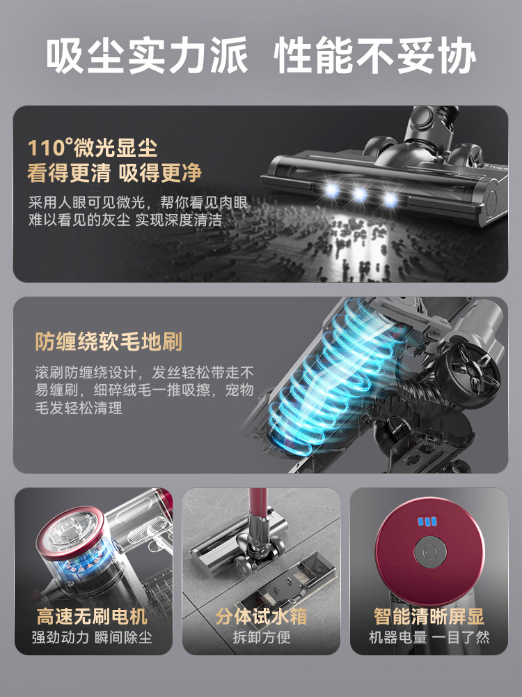 Royalstar Cordless Household Vacuum Cleaner with Strong Suction, Small Handheld Powerful Cat Hair Vacuum and Mop Combo