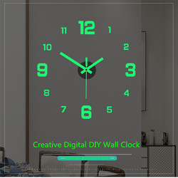 SufaCreative 3D Sticker Luminous Wall Clock Mute Digital Cl