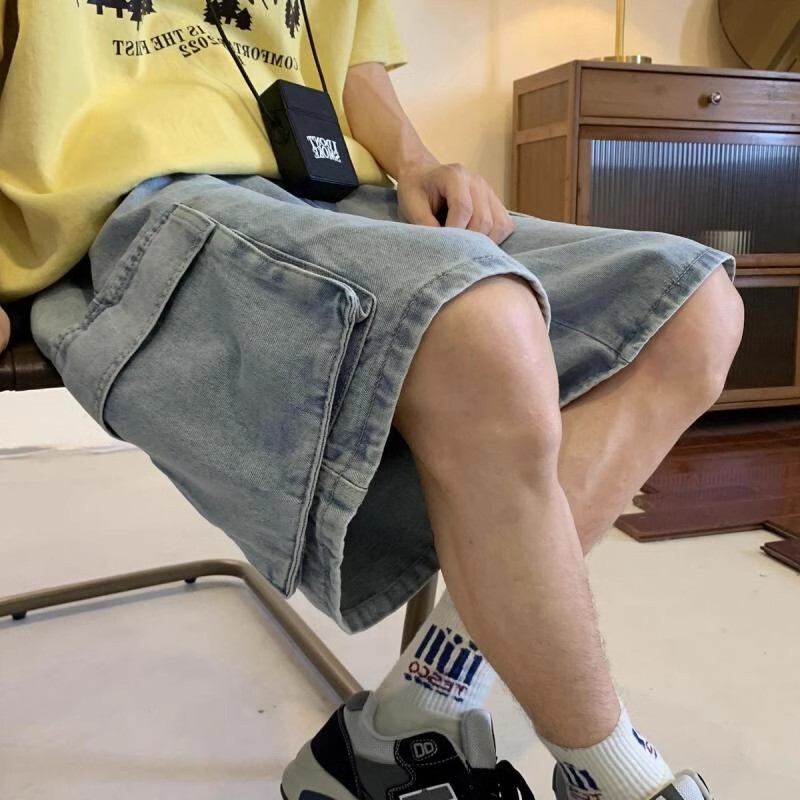 Extra Large Size 150kg American-Style Workwear Denim Shorts Men's Summer Thin Trendy Brand Mid-Length Loose Shorts 2