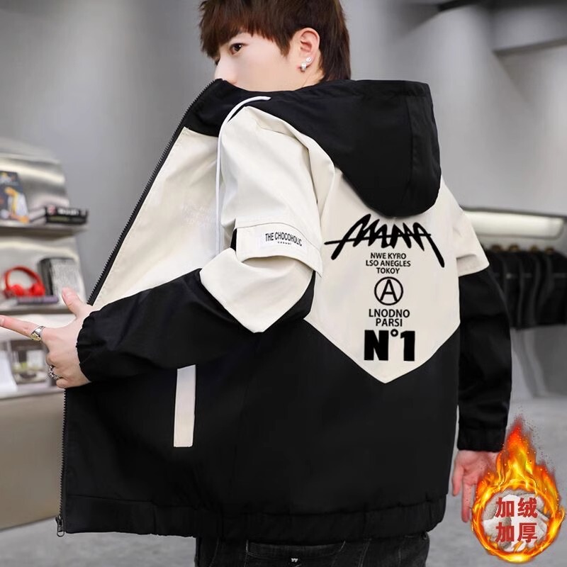 Men's Jacket for Autumn and Winter 2026, New Style for Teenagers and Older Boys, Stylish High School and Junior High School Students' Fleece-Lined and Thickened Jacket Men's Jacket for Autumn and Winter 2026, New Style for Teenagers and Older Boys, Stylish High School and Junior High School Students' Fleece-Lined and Thickened Jacket