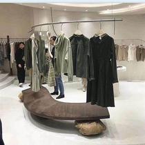 女服装店挂衣杆简约墙上悬挂式服装架童装店钢丝绳吊架不锈钢货架