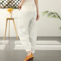 Lace edge cotton and linen casual bloomers womens size