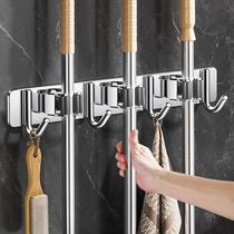 304 stainless steel mop wall-mounted clip without punching hook bathroom storage artifact mop clip broom holder