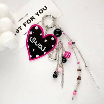 Point cai original new acrylic double-sided big love bag hanging mobile phone jewelry pendant trendy brand personalized keychain