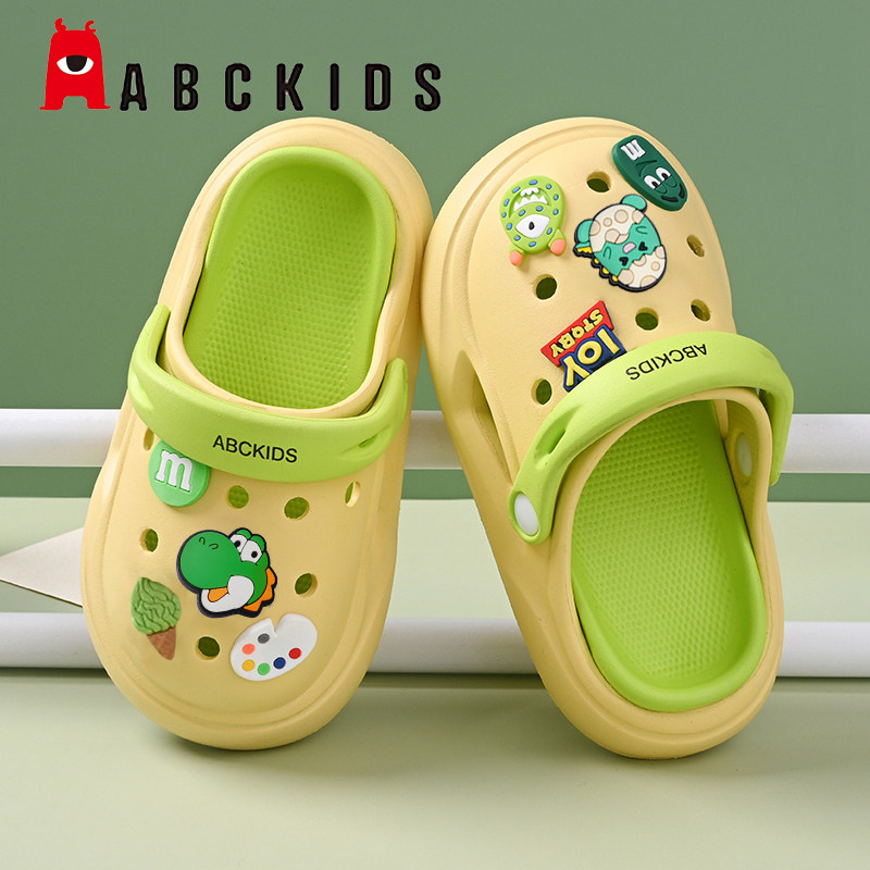 детская обувь с отверстиями abckids; летняя нескользящая верхняя одежда на толстой мягкой подошве двойного назначения; повседневная пляжная обувь для малышей Изображение 1