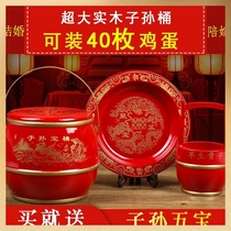 Children and grandchildren wedding bucket collection of solid wood small toilet dowry three-piece set spittoon for wedding celebrations