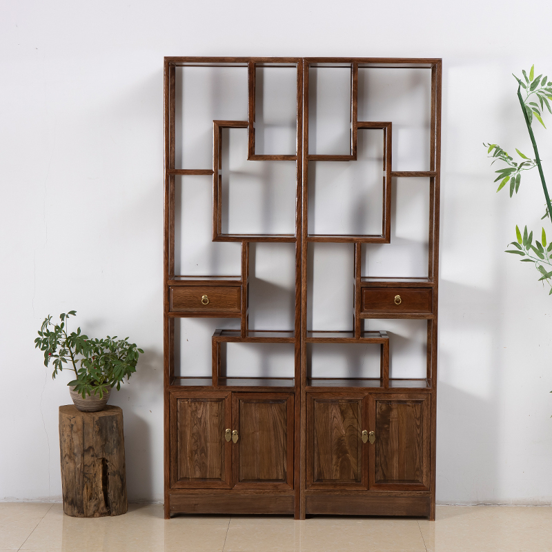 Antique Shelf, Chinese-Style Solid Wood Display Shelf, Multi-Purpose Shelf, Antique Rack, Storage Rack, Tea Rack, Partition, African Pineapple Wood