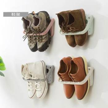 Creative wall-mounted adhesive shoe rack without punching foldable shoe rack bathroom wall-mounted shoes slipper storage rack