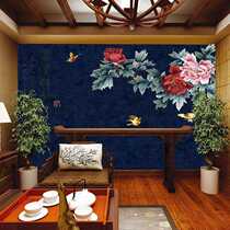 Chinese embroidery background wall cloth with unique peony flowers three-dimensional independent embroidery living room sofa bedroom bedside TV wall cloth