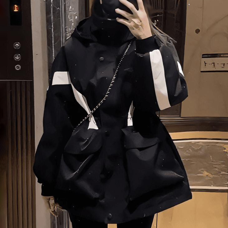 Korean Style Waist-Cinching Jacket for Women 2025 New Popular Autumn and Winter Loose Fit Petite Hooded Casual Top
