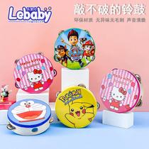 Baby and Kinder Hand Clut Drummer Rigger Bell Instrument Blue Flower Kindergarten Teacher Performing Wooden Hand Drums Toy