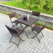 Folding outdoor table and chair combination rattan chair outdoor leisure small coffee table chair courtyard open-air balcony three or five pieces