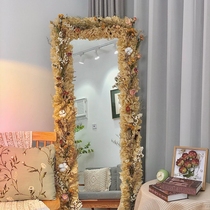 Internet celebrity high-end mirror edge decorative frame DIY transformation material wall-mounted full-body mirror bag lace cover