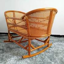 Solid wood cradle sleeping rattan bed bamboo cradle sleeping baby traditional rattan old-fashioned bed small cradle cradle coaxing blue