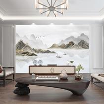 New Chinese Ink Landscape Painting Seamless Carbon Crystal Board TV Background Wall Living Room Decoration Bamboo Wood Fiber Integrated Wall Panel