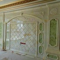 Jade full-body European Roman column marble overall background wall custom TV background wall living room sofa imitation