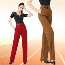 New high-waist pocket modern pants national standard dance pants professional practice dancing Latin dance pants womens small trousers