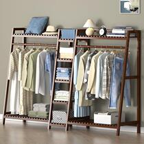 Household simple floor-standing wardrobe indoor multi-layer childrens solid wood coat rack storage storage wardrobe economical hanging clothes