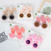 3Pcs Card Flower Sunglasses with 2pcs 8 5cm Baby Hair Clips