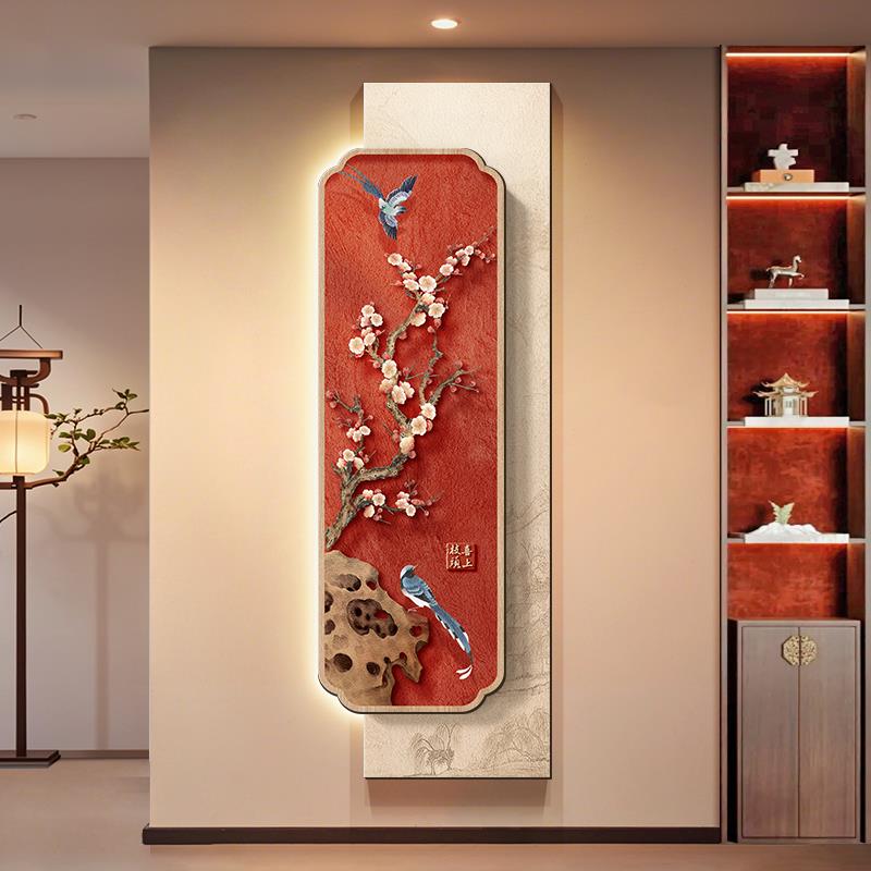 喜上枝头新中式玄关装饰画有何寓意？适合哪些场合挂放？-氛围画