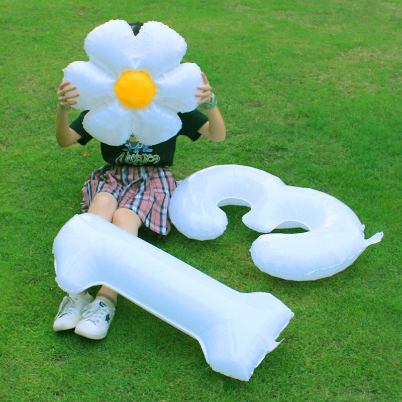 Ins-Style White Aluminum Foil Number Balloons for First Birthday Outdoor Photo Party Decoration Props 32inch 40inch Balloons