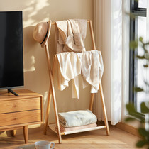 Floor-standing clothes hanger bedside coat rack temporary clothing rack for sleeping at night folding bamboo bedroom Nordic