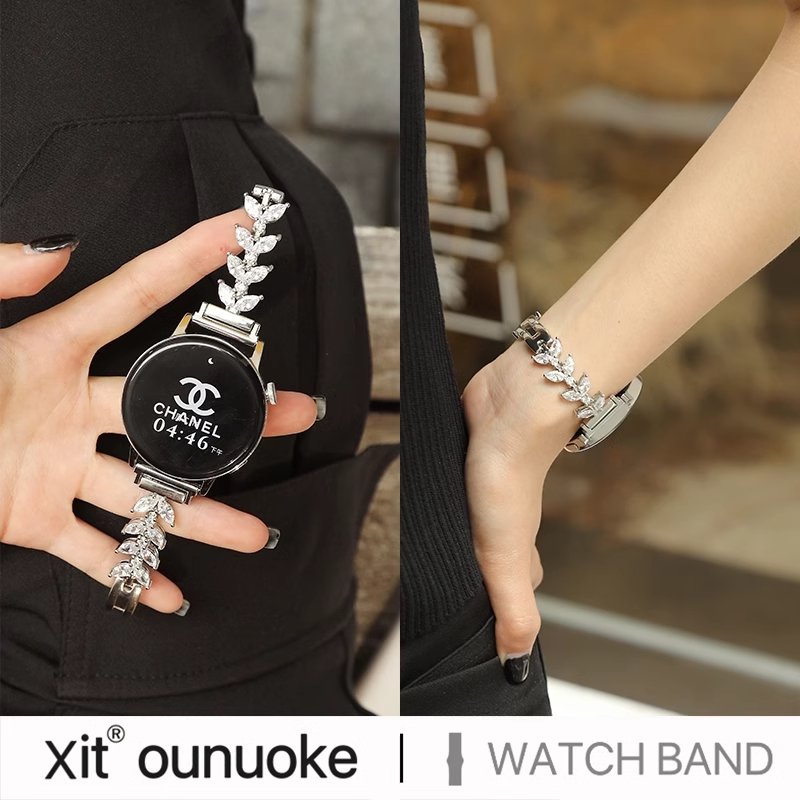 Mermaid Tail Diamond-Studded 12/13/14/15/16/17/18/19/20/21/22mm Watch Strap Chain, Metal, Suitable for Men and Women, Compatible with Tissot, Casio, Dw, Longines, Omega, Cartier, Mido, and King