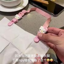 Adjustable hanging handkerchief holder for infants and toddlers saliva napkin clip into rice pocket to prevent falling out cartoon style hanging neck can hold paper towels