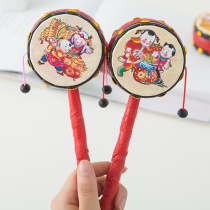 Xinjiang rattle baby toy classic hand-cranked wave drum baby wooden plastic traditional children newborn