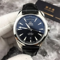 Second-hand Omega Seamaster series dual calendar week black plate fully automatic mechanical watch mens Swiss movement waterproof