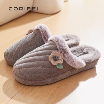 Corifei Women's Plush Arch Support Indoor Soft Sole Home Thick Sole Cotton Slippers Ds-32736