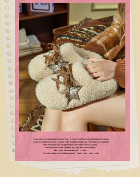 [Qianqian]Five-Pointed Star Platform Slippers for Autumn and Winter, Versatile for Outdoor Wear, Thick-Soled, Comfortable and Warm for Women in Autumn and Winter