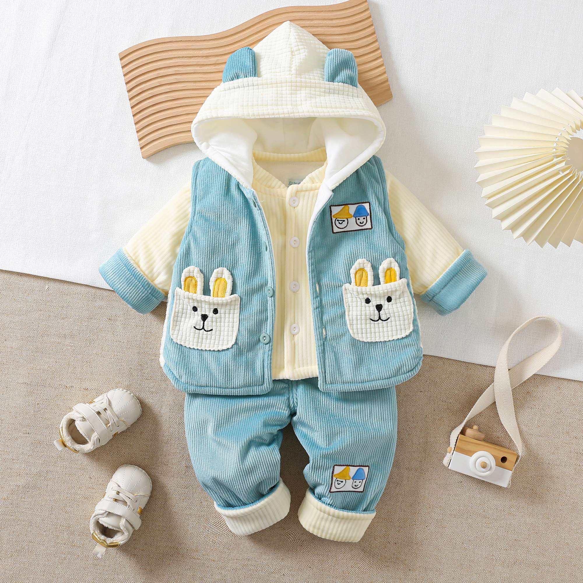 Мужские и женские детские осенние и зимние модели курток на хлопчатобумажной подкладке средней толщины для детей от 01 до 2 лет, одежда для прогулок, детский стеганый жилет, костюм-тройка