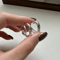 S925 sterling silver Korean style niche design curved double layer fashion personality earrings fashionable simple Korean style earrings