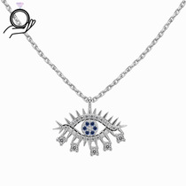 New S925 sterling silver devils eye necklace for women light luxury niche design blue zircon eye pendant necklace