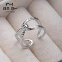 European and American fashion new double-layer cross line open ring ins simple knot s925 sterling silver ring