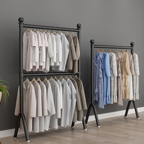 Room clothes drying rack floor-standing indoor small apartment multi-functional cooling clothes rack balcony home liftable double-layer clothes hanging rod