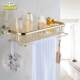 European-style all-copper gold crystal light luxury net basket, towel rod with hook bathroom, bathroom storage rack
