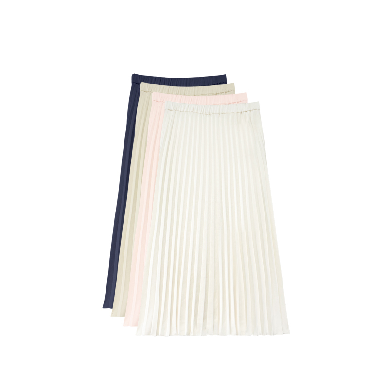 【Orange Cottage】619100 Original Simple Slimming Elastic Waist Pleated Skirt, Same Style as Aunt Peiyao 【Orange Cottage】619100 Original Simple Slimming Elastic Waist Pleated Skirt, Same Style as Aunt Peiyao