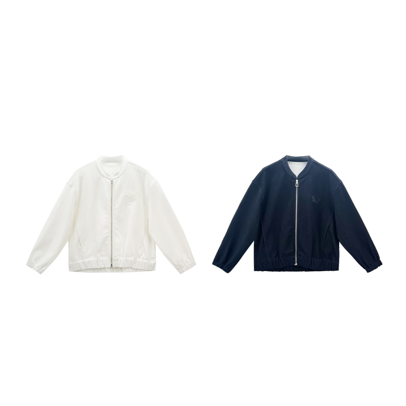 【Orange Cottage】638300 Original Magnolia Embroidery Stretch Long-Staple Cotton Denim Baseball Jacket for Women, Cool and Stylish 【Orange Cottage】638300 Original Magnolia Embroidery Stretch Long-Staple Cotton Denim Baseball Jacket for Women, Cool and Stylish