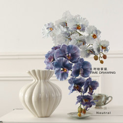 High-Quality Artificial Phalaenopsis Orchid Flower Arrangement for Dining Table, Photography Props, Realistic Touch, Moisturizing, High-End Fake Flower Decoration