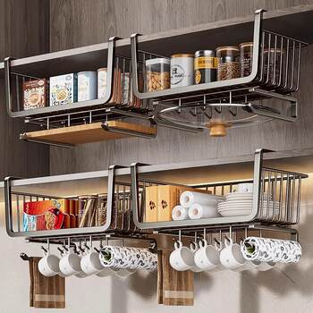 Kitchen hanging rack under hanger tissue rack cabinet cabinet hanging basket layer rack storage storage rack under hanger cabinet