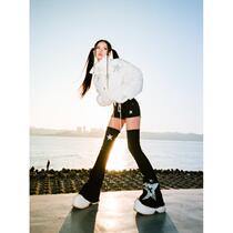 Japanese Harajuku Hot Girls Star Beading Low-rise Denim Flar