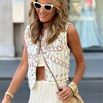 Casual Embroidered Printed Vests For Women Vintage Fashion S